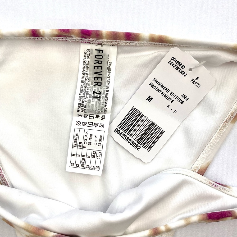 FOREVER 21 Cheeky Bikini Bottoms Cream/Fuchsia/Tan Tie Dye Sizes S,M (NWT) - Picture 6 of 13